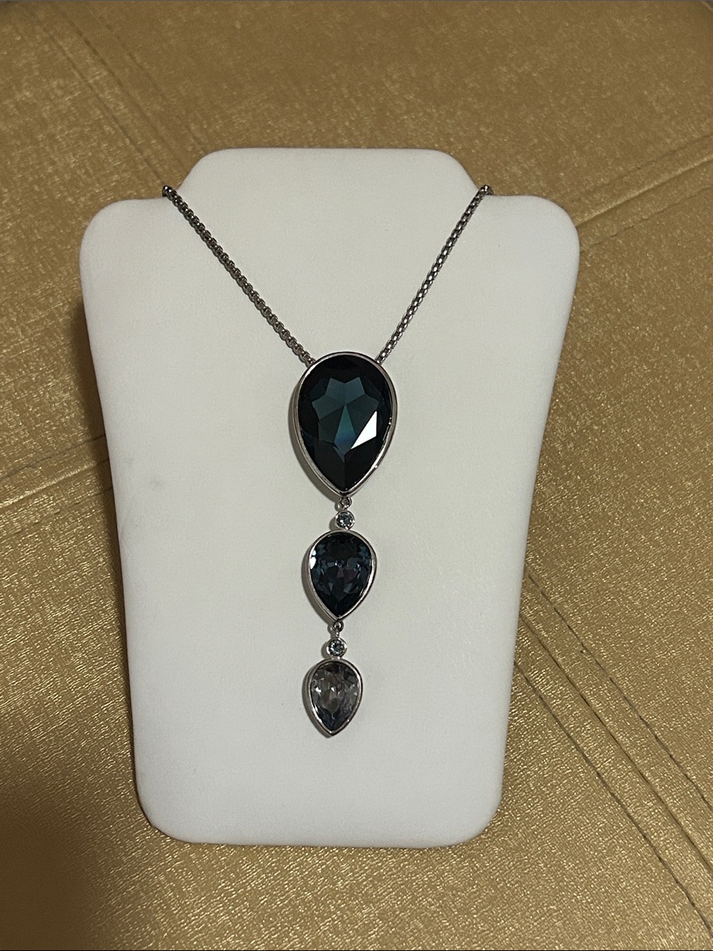 Touchstone Crystal by Swarovski Pear Drop Pendant Blue